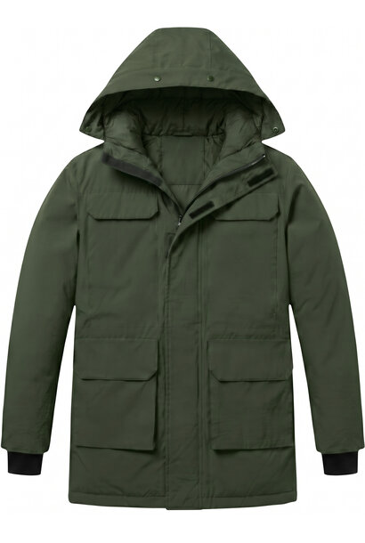 Lange jas Heren - Heren Winterjassen - LF7169 - Groen