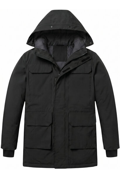 Lange jas Heren - Heren Winterjassen - LF7169 - Zwart