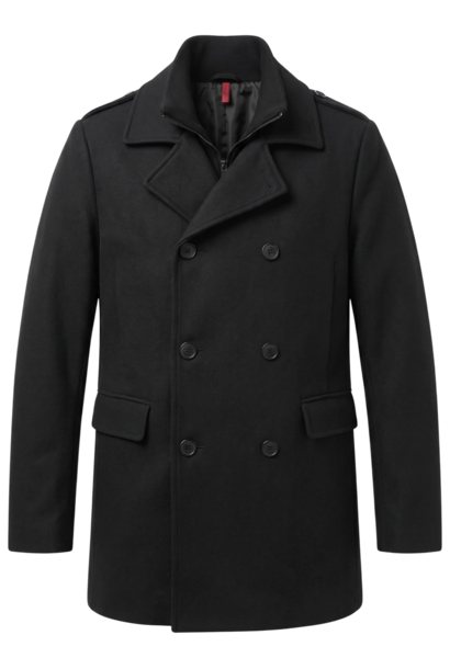 Overcoat Heren - Heren Mantel Halflang - LF805 - Zwart