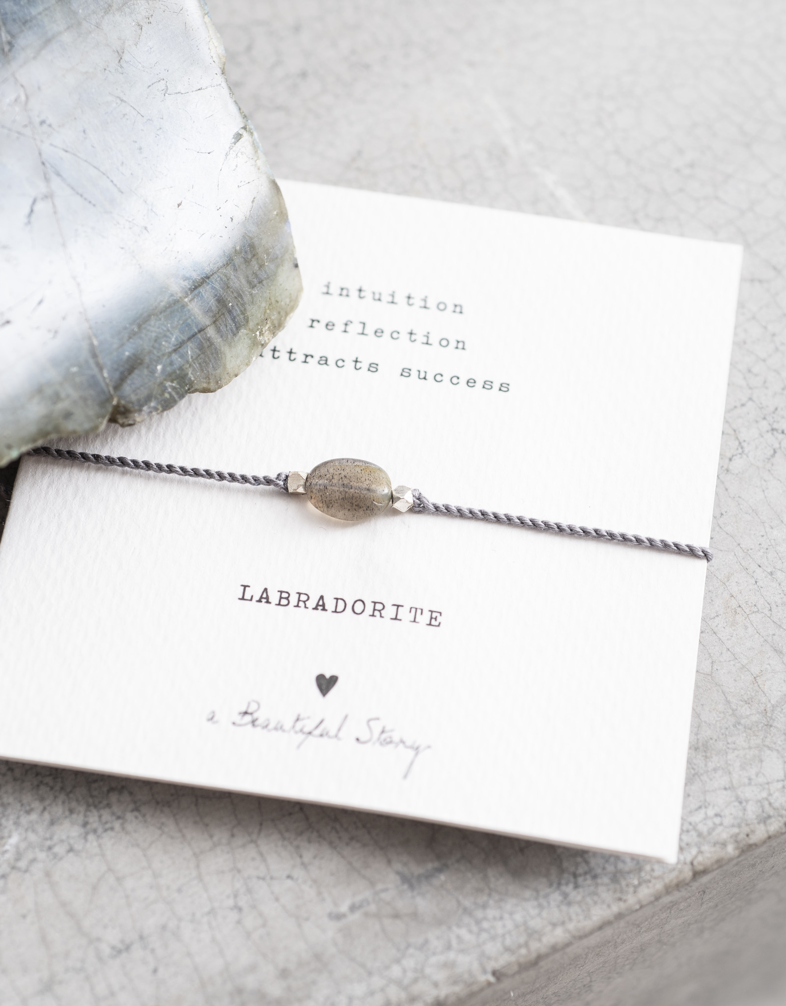 A Beautiful Story Armband 'Gemstone Card' - Labradorite