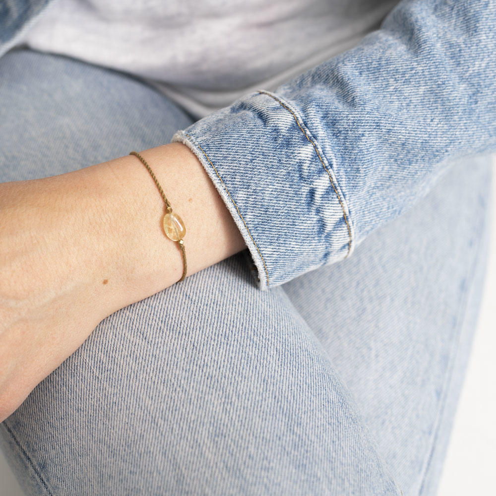 A Beautiful Story armband 'Gemstone Card' - citrien