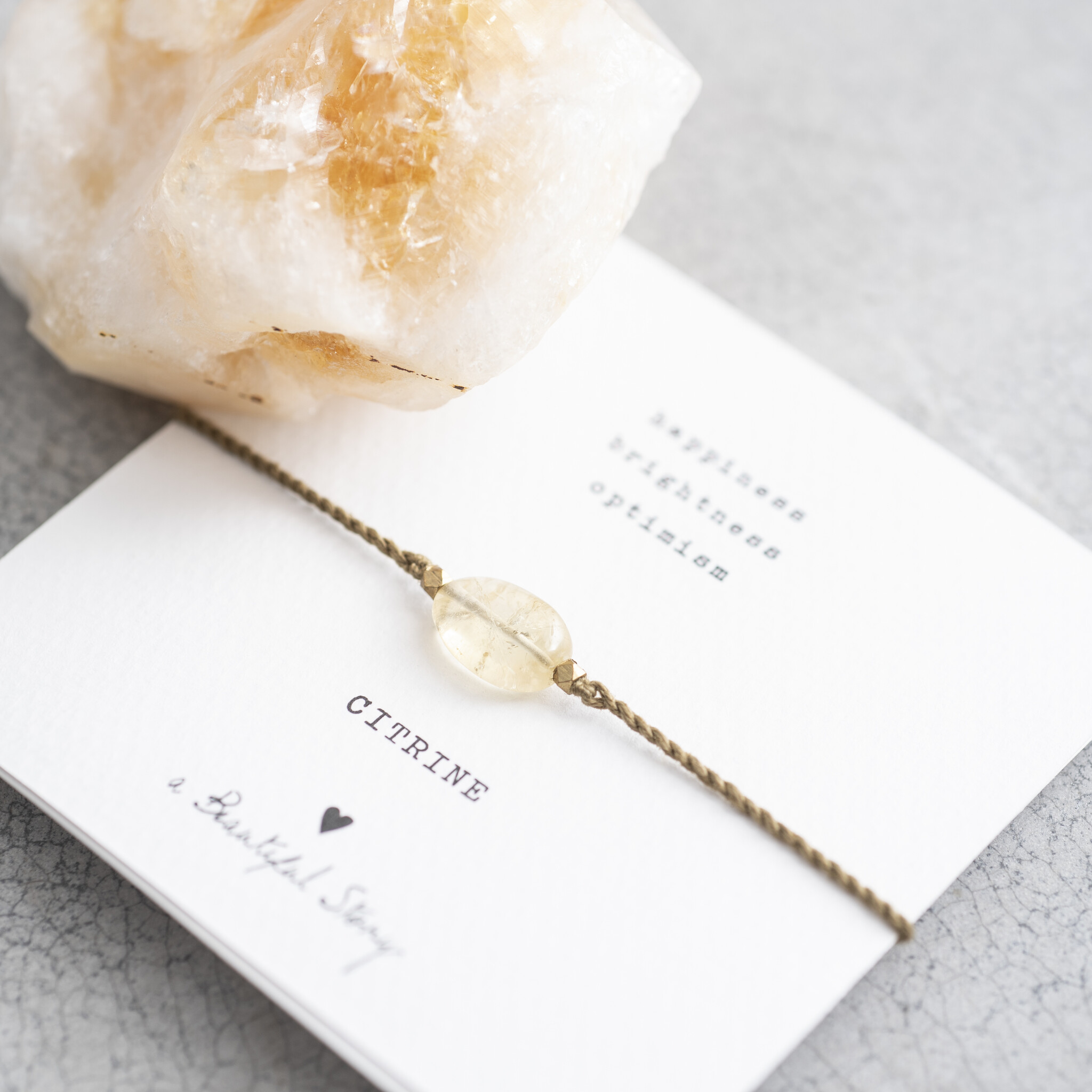 A Beautiful Story armband 'Gemstone Card' - citrien