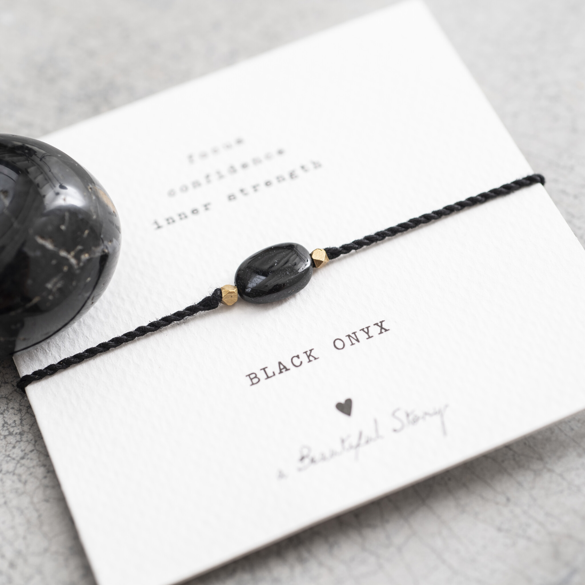 A Beautiful Story Bracelet 'Gemstone Card' - Black Onyx