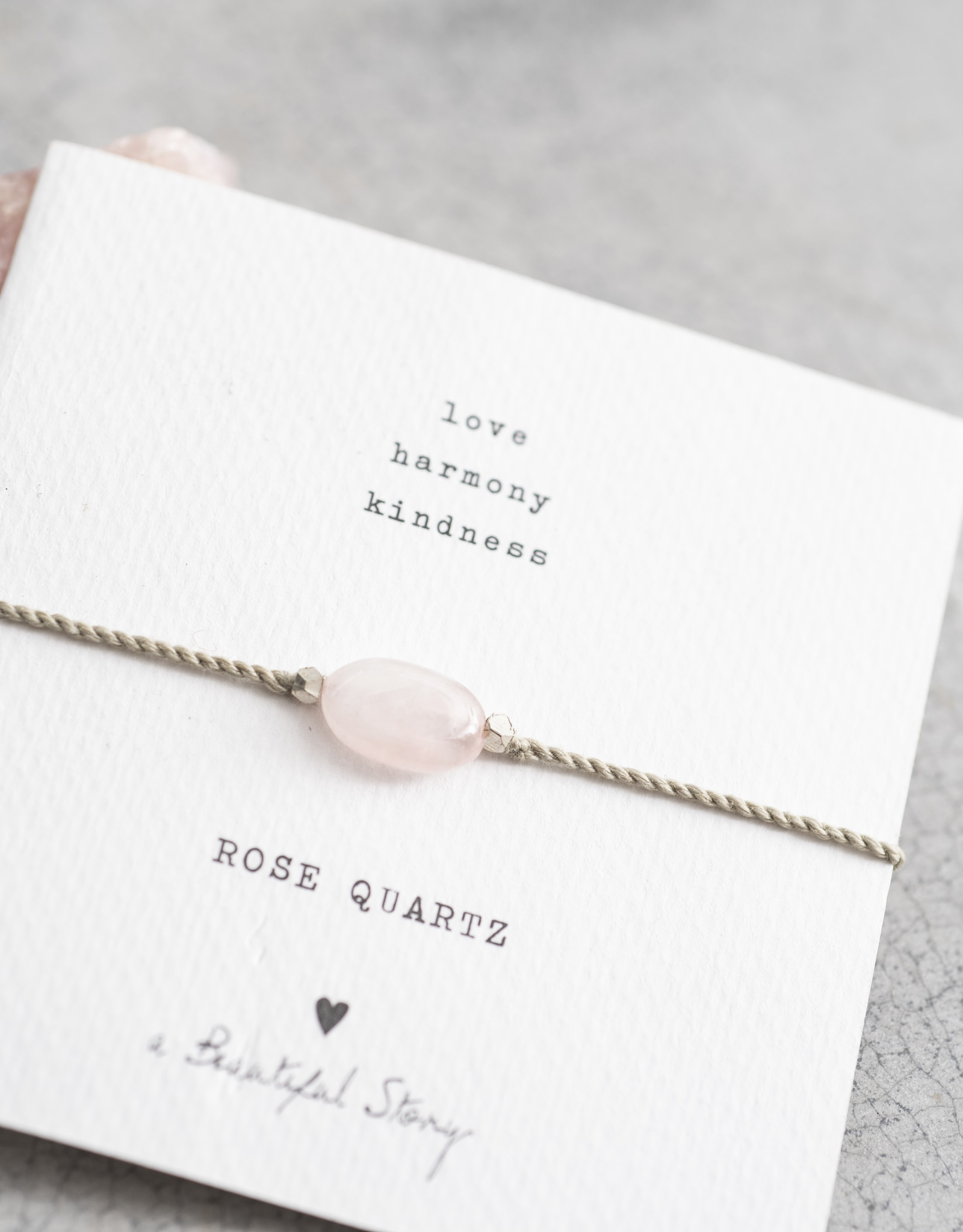 A Beautiful Story Armband 'Gemstone Card' - Rose Quartz