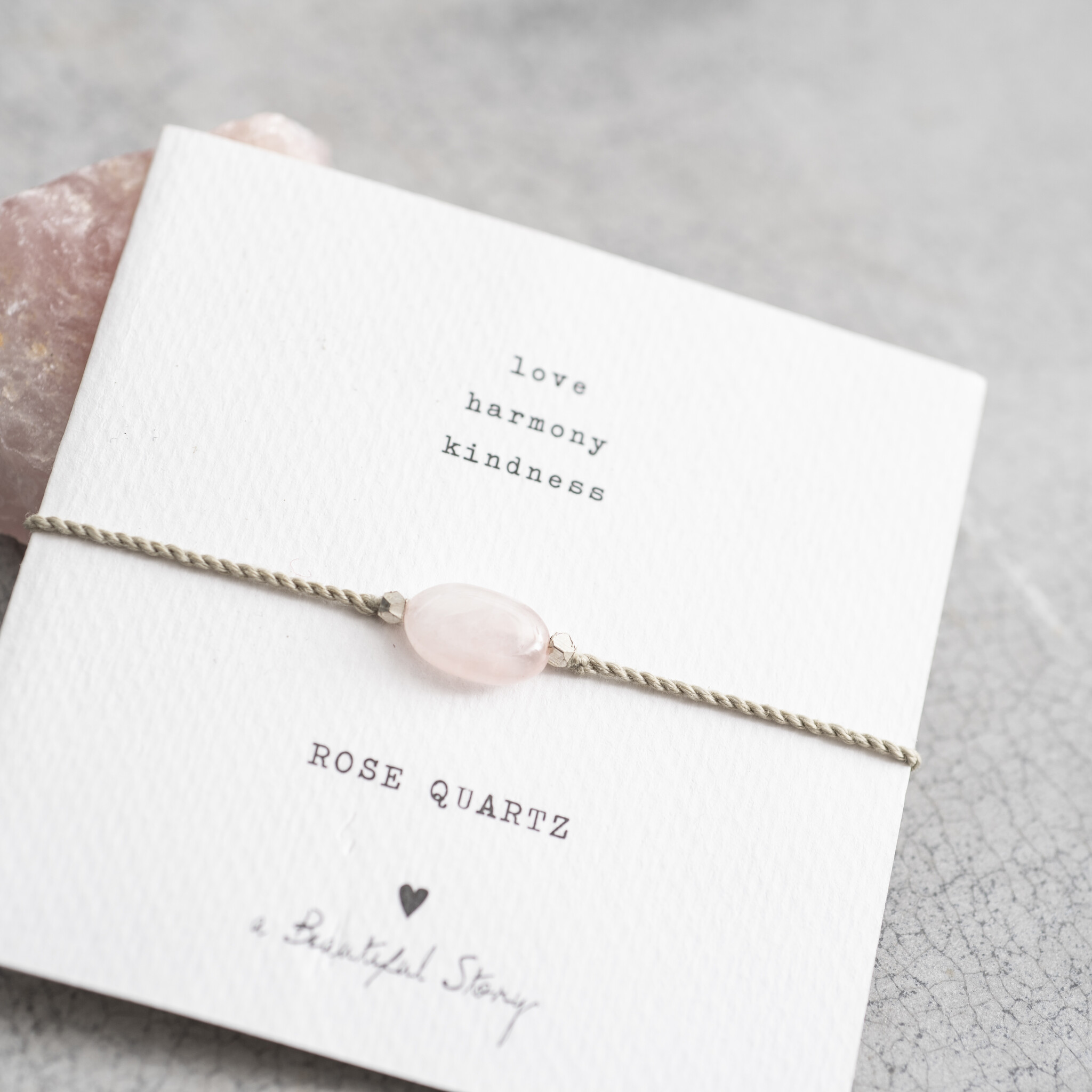 A Beautiful Story Bracelet 'Gemstone Card' - Rose Quartz