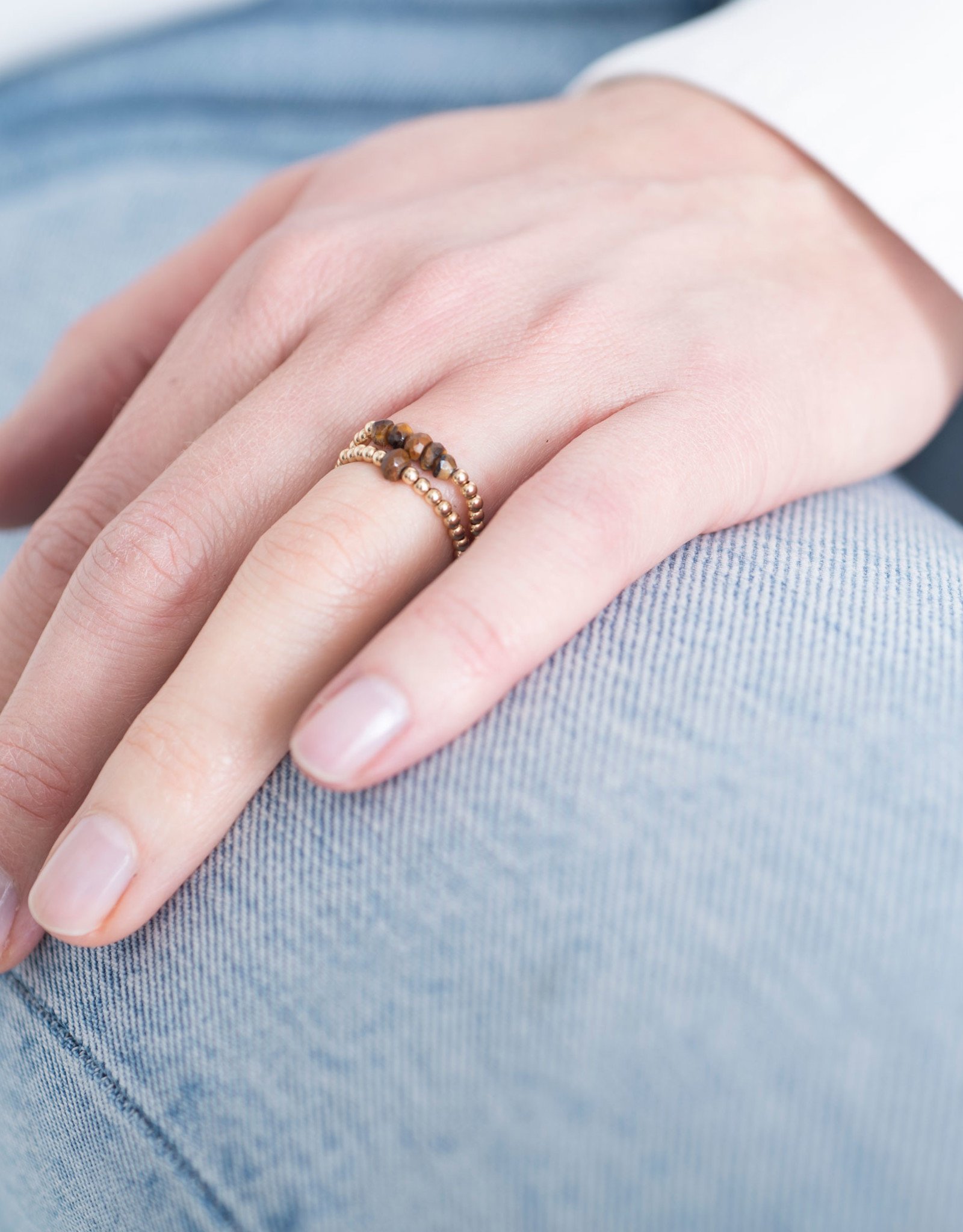 A Beautiful Story Ring 'Beauty' - Tiger Eye Goud