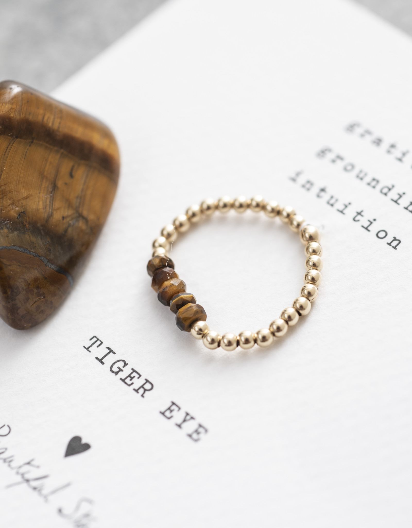 A Beautiful Story Ring 'Beauty' - Tiger Eye Gold