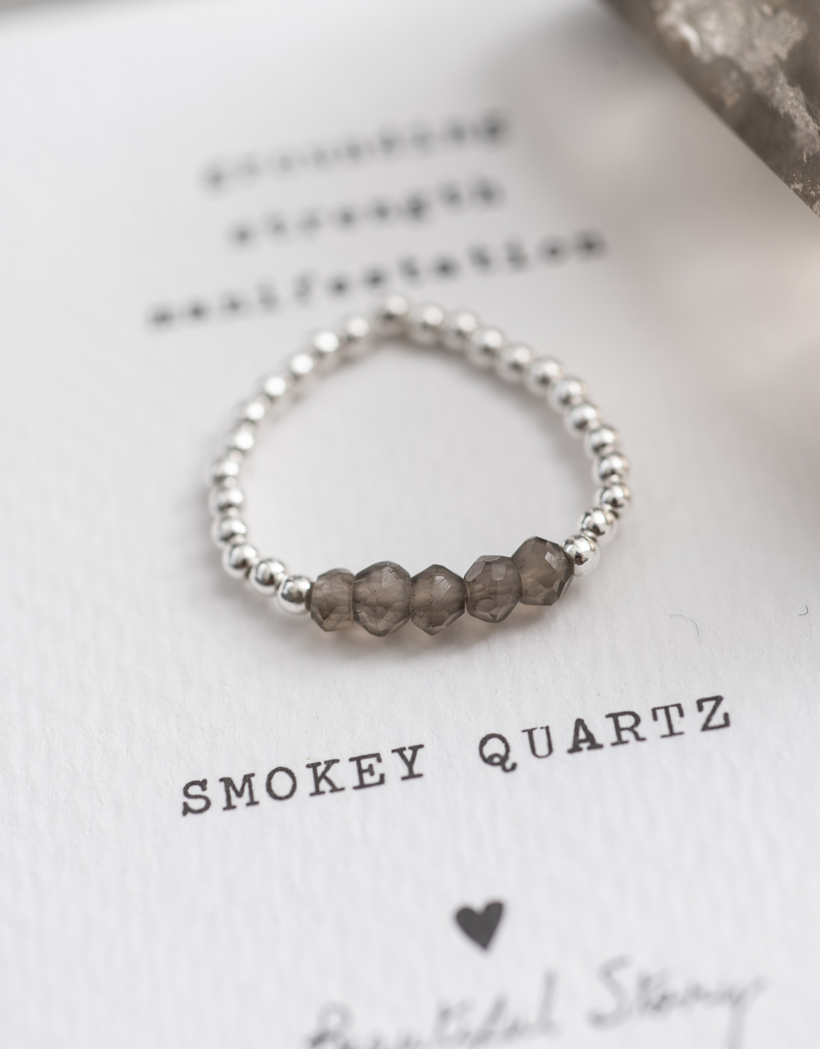 A Beautiful Story Ring 'Beauty' - Smokey Quartz Zilver