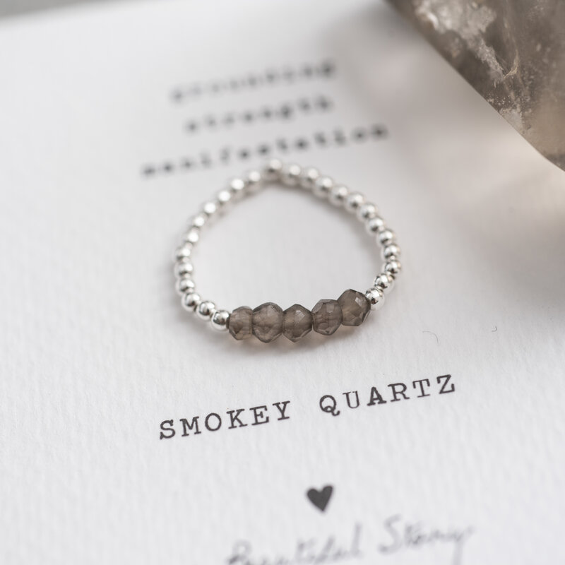 A Beautiful Story Ring 'Beauty' - Smokey Quartz Zilver