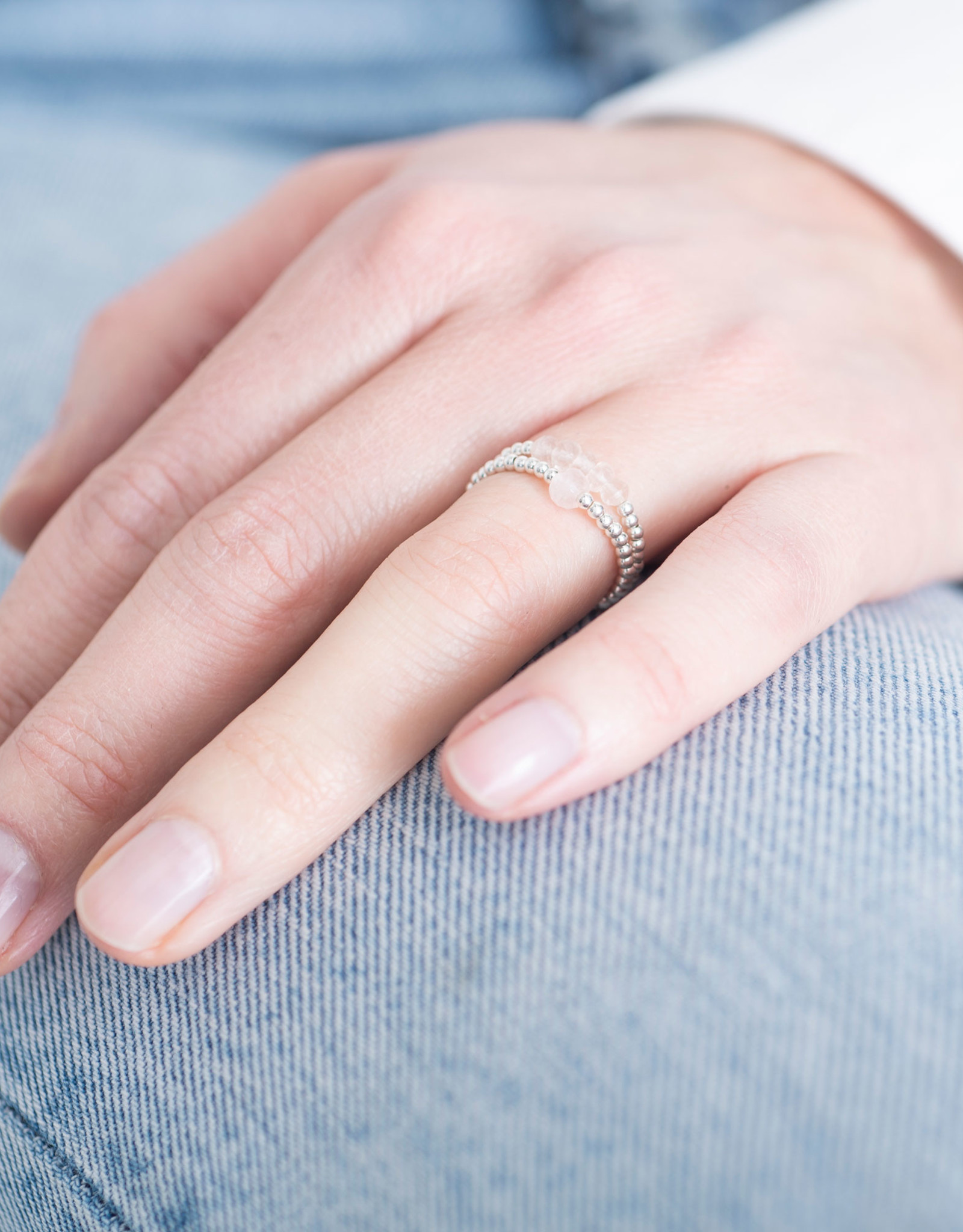 A Beautiful Story Ring 'Beauty' - Rose Quartz Silver