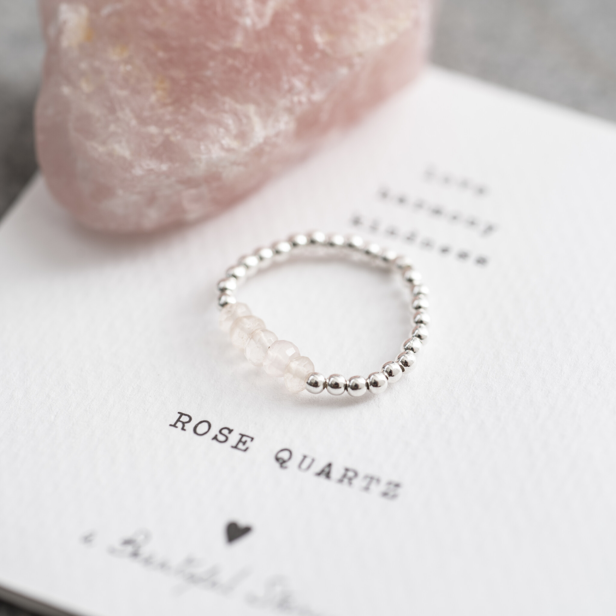 A Beautiful Story Ring 'Beauty' - Rose Quartz Silver