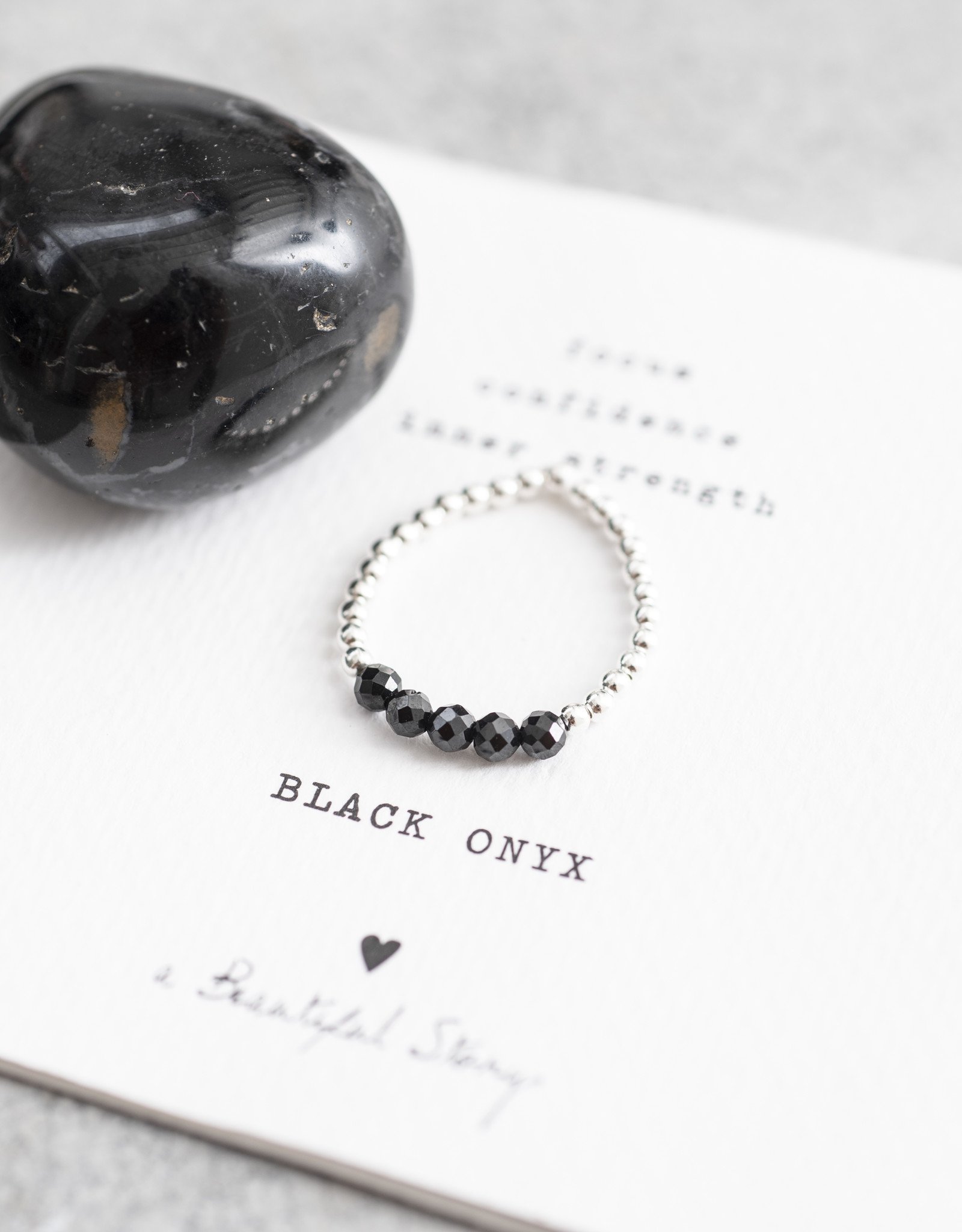 A Beautiful Story Ring 'Beauty' - Black Onyx Zilver