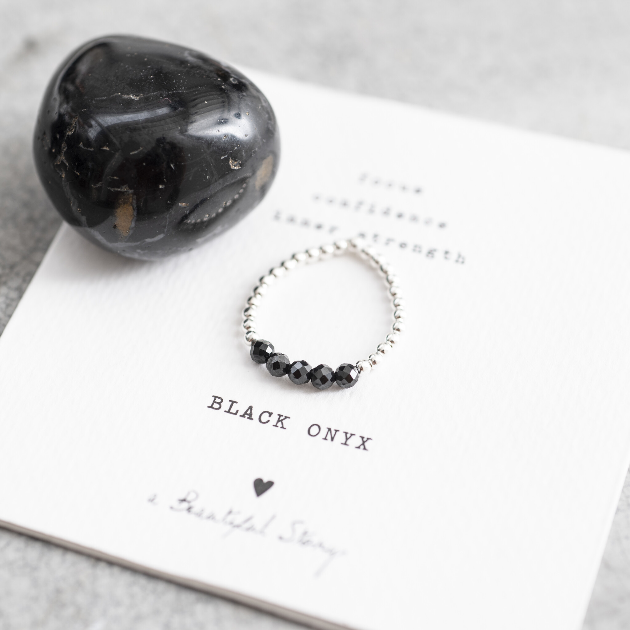 A Beautiful Story Ring 'Beauty' - Black Onyx Silver