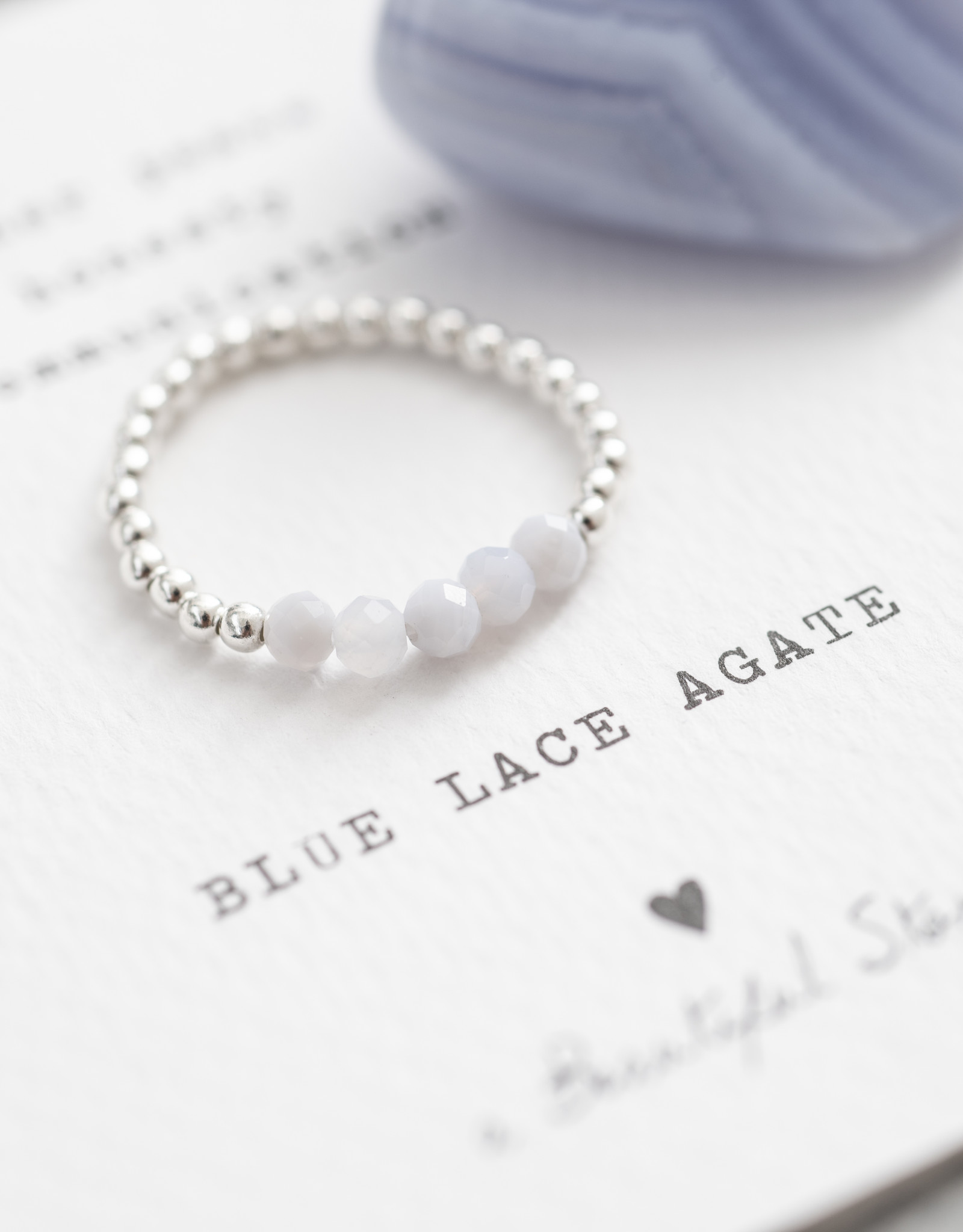 A Beautiful Story Ring 'Beauty' - Blue Lace Agate Silver