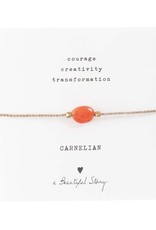 A Beautiful Story Armband 'Gemstone Card' - Carnelian Gold