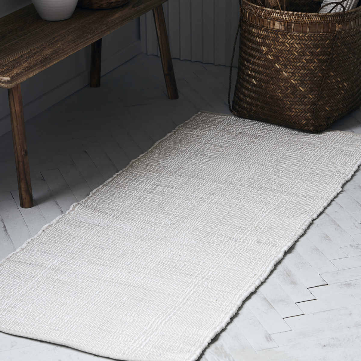 House Doctor rug "Chindi" cotton - white