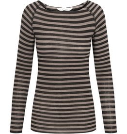 Gai&Lisva Amalie Shirt Wol/Viscose Stripe Hazy Brown