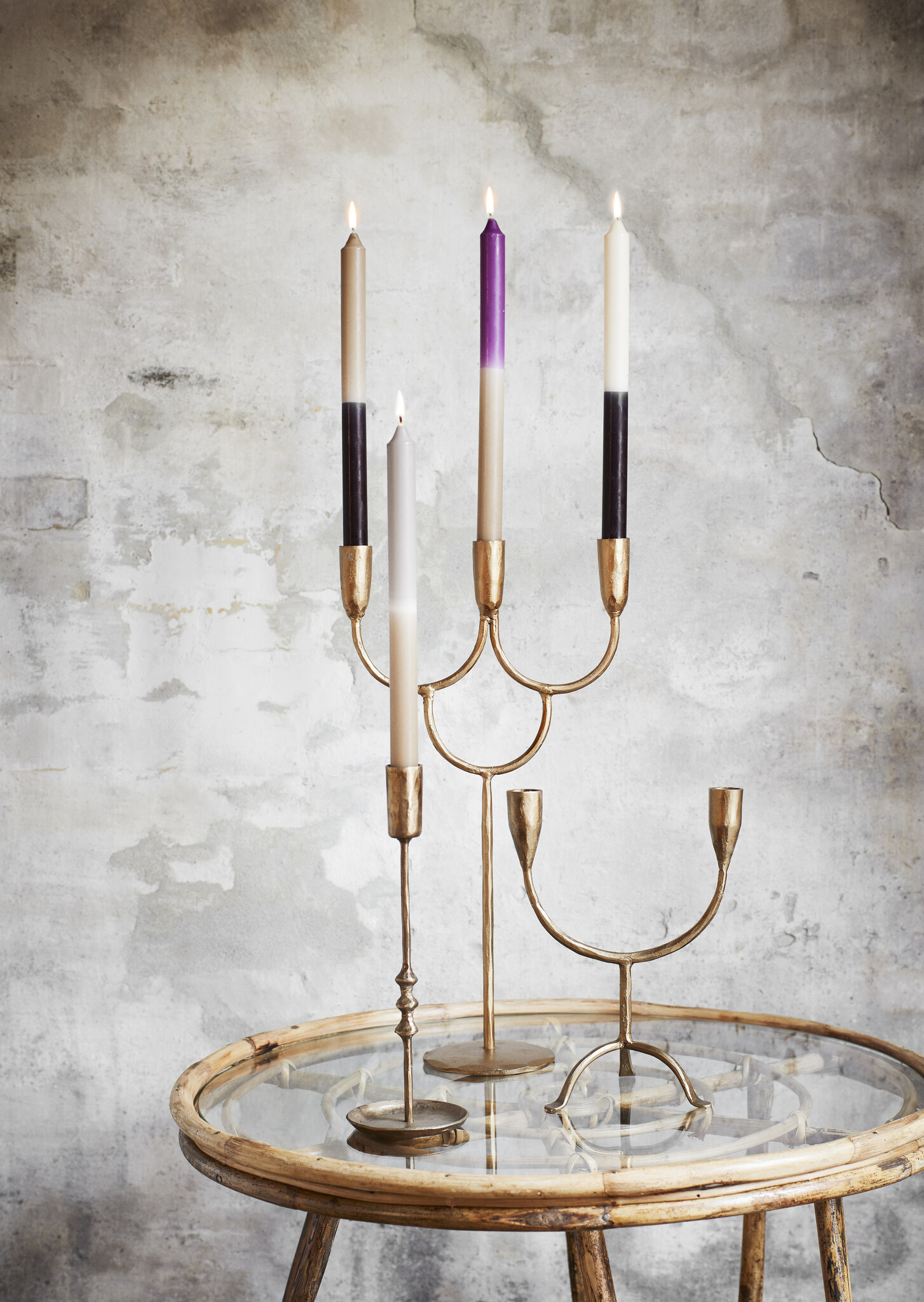 Madam Stoltz 2-Tone Candle White - Beige