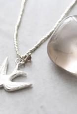 A Beautiful Story necklace "Paradise' swallow - smokey quartz silver