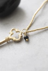A Beautiful Story necklace 'Paradise' key -black onyx gold