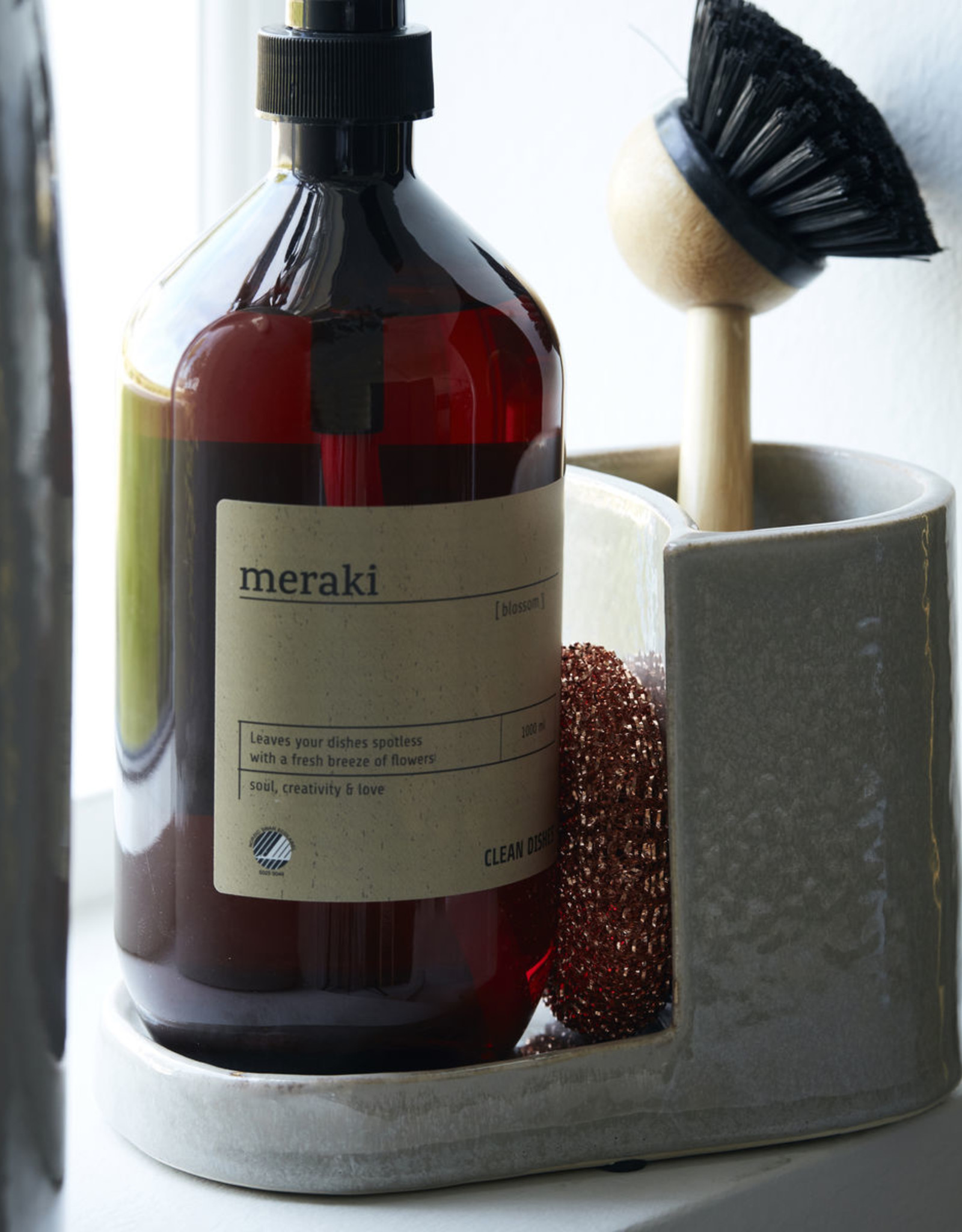 Meraki Afwasborstel met afneembare kop 23cm - zwart