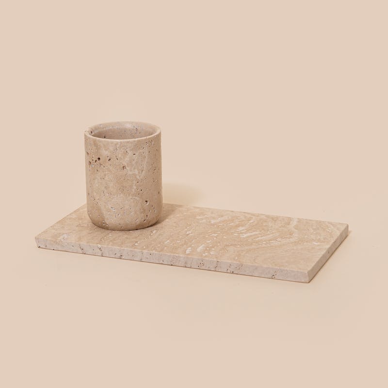 Stoned tray 'travertine' - 15x30 cm