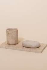 Stoned brushholder 'Travertine' -Ø 8 x 10 cm