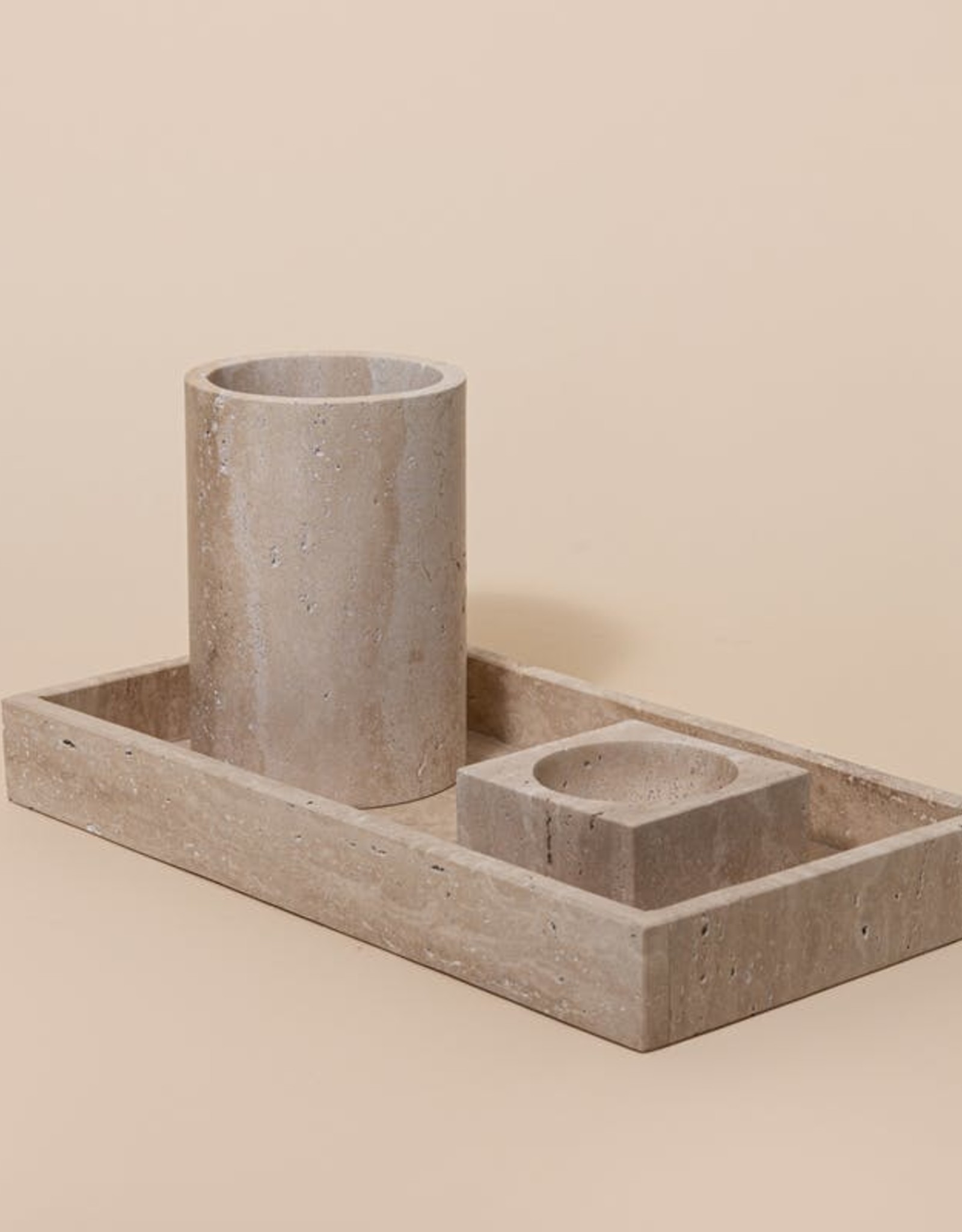 Stoned pot 'Travertine' - Ø 12 x 18 cm