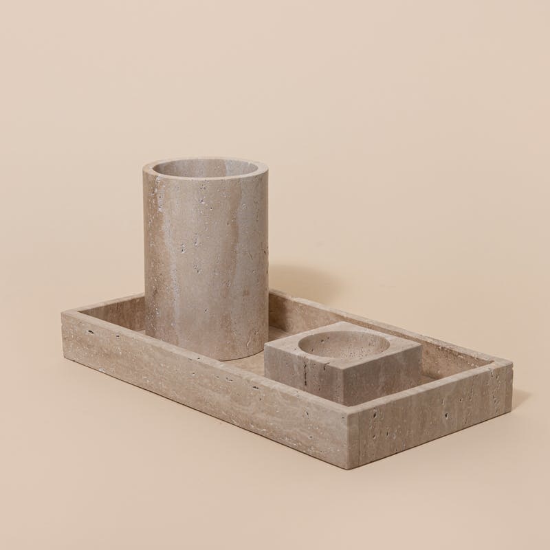 Stoned pot 'Travertine' - Ø 12 x 18 cm