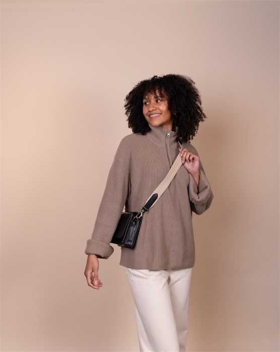 OMyBag schouderriem 'Webbing' zwart - zand