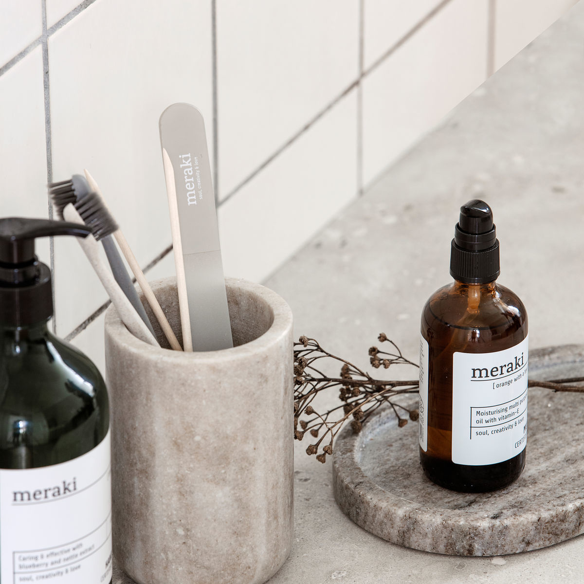 Meraki tray 'Oval' beige - marmer