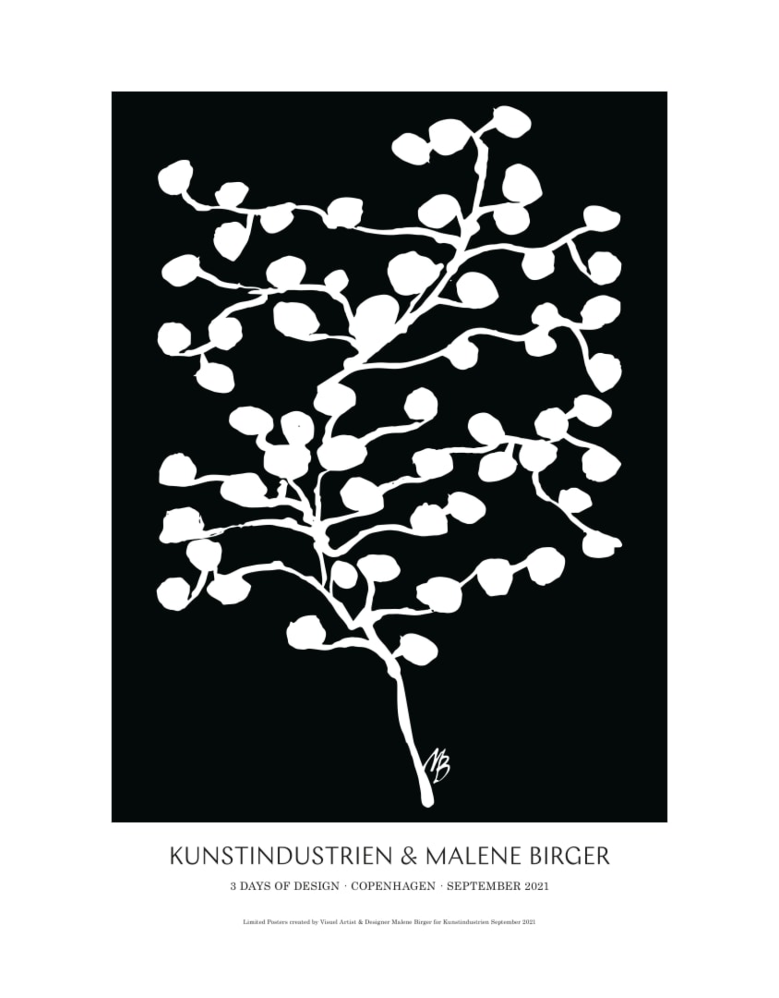 Kunstindustrien poster 'Abstract Flowers' zwart - 50 x 70cm