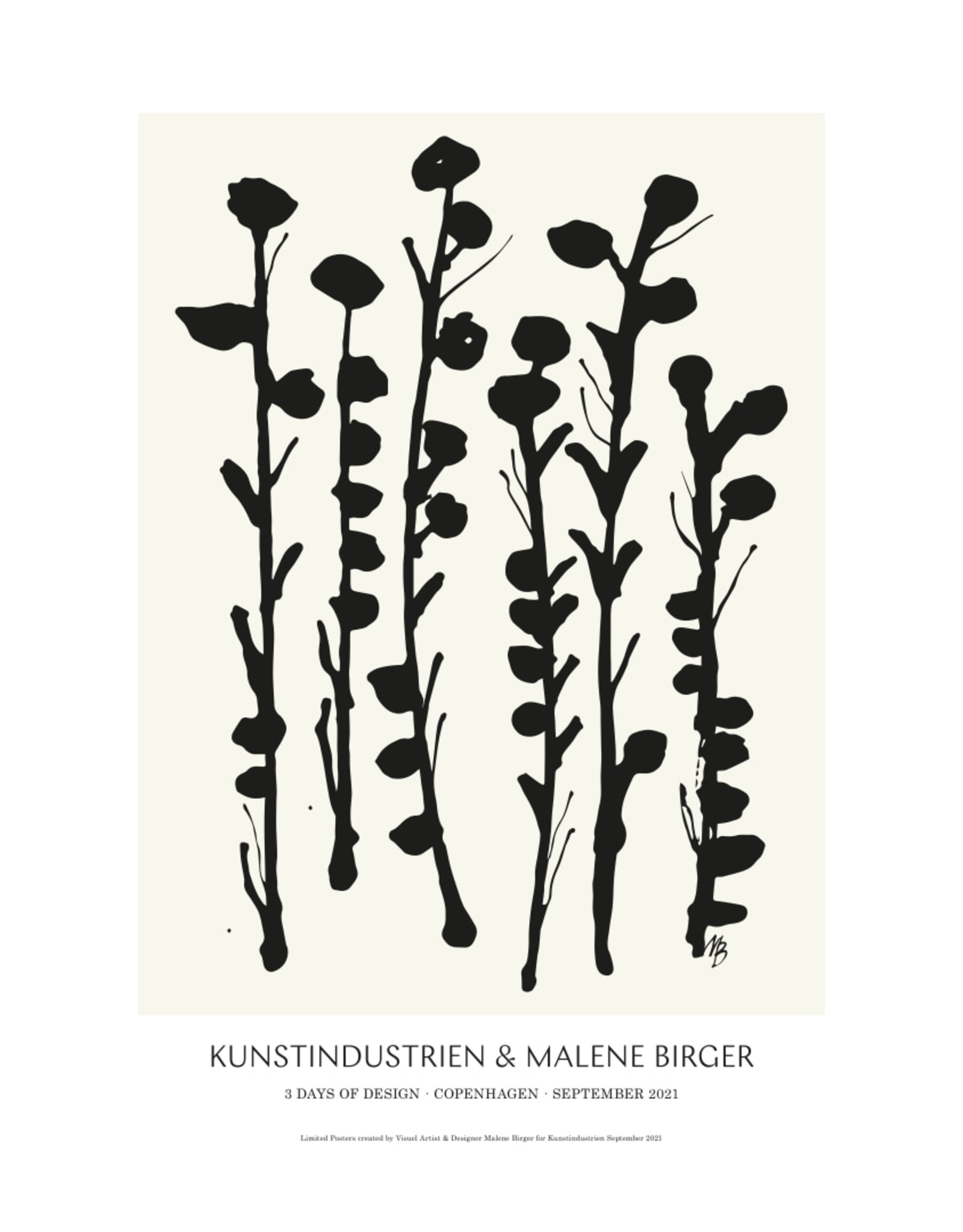 Kunstindustrien Copy of poster 'Abstract Flowers' zwart - 50 x 70cm