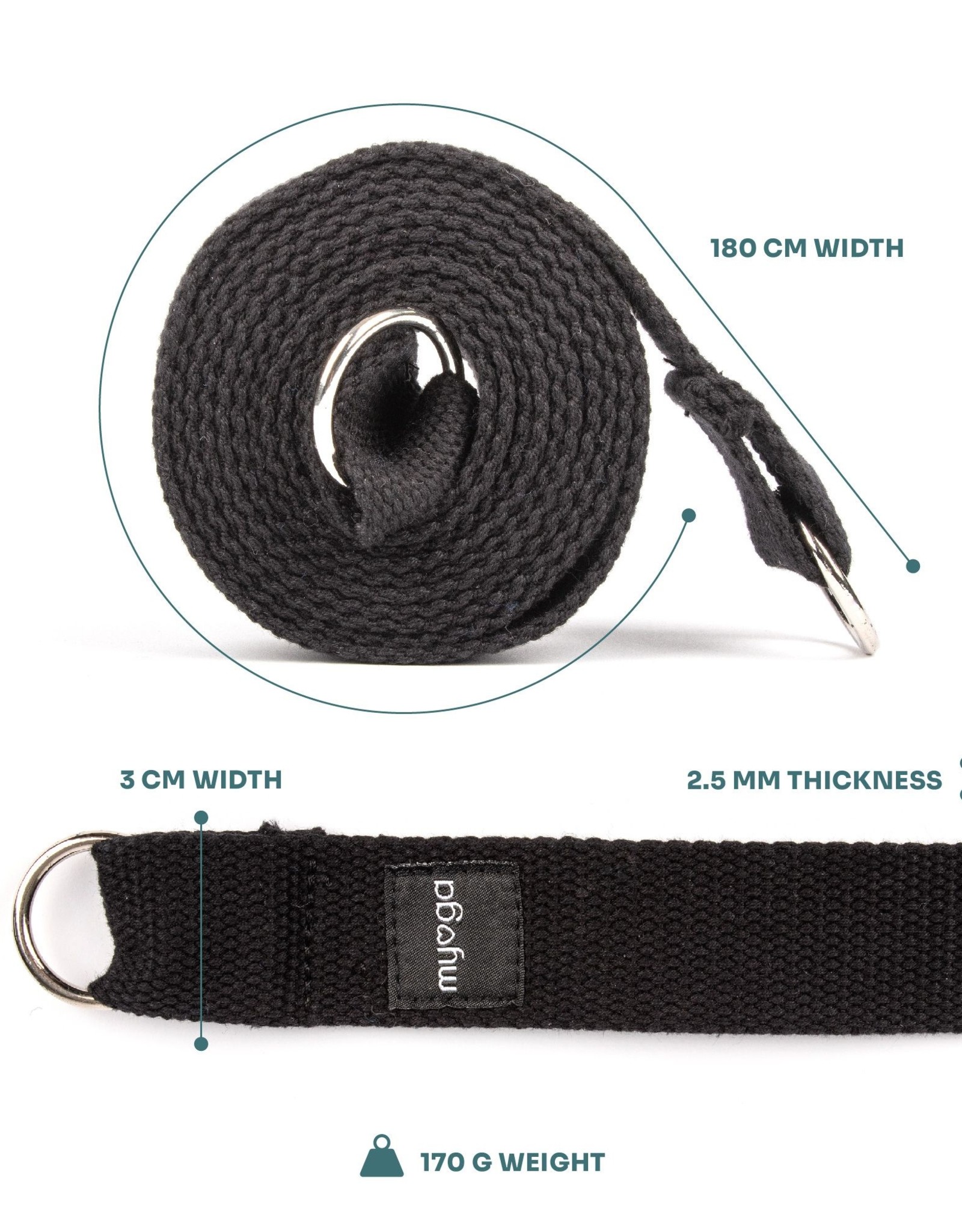 Myga yoga sling / strap - zwart