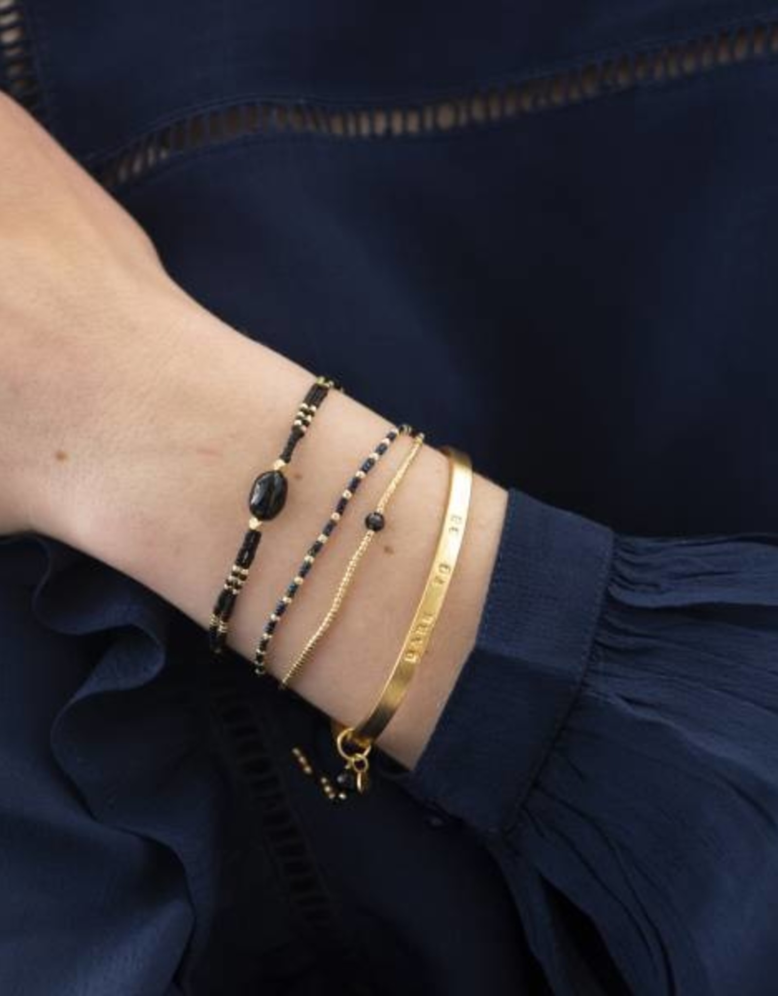 A Beautiful Story bracelet 'Friendship' - onyx gold