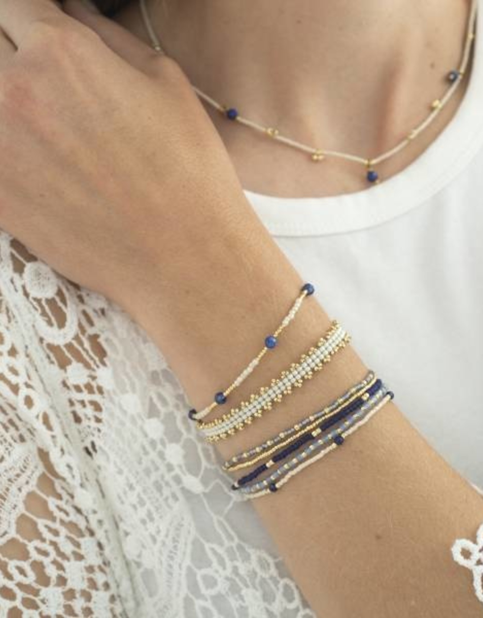 A Beautiful Story bracelet 'Warrior' gold - lapis lazuli