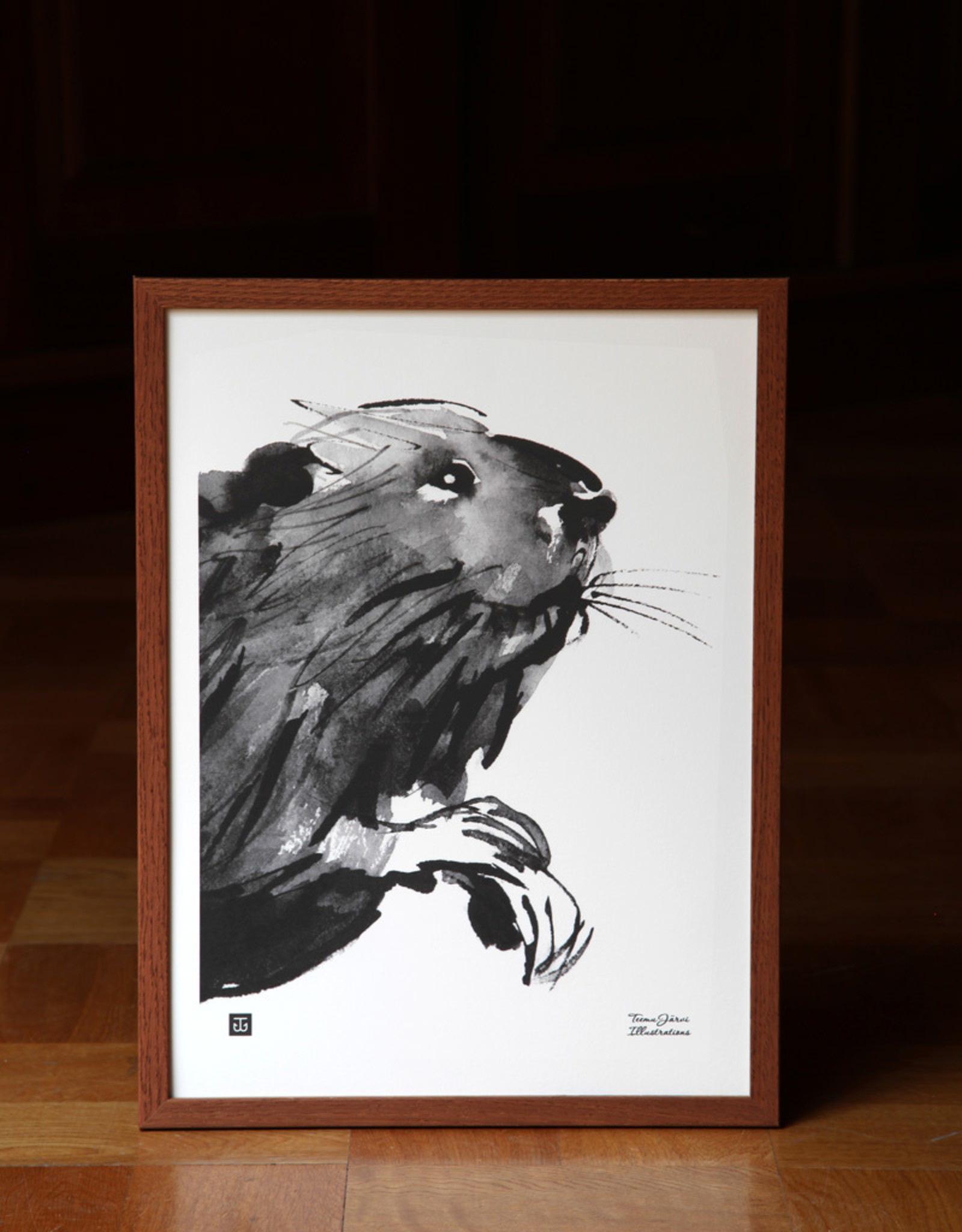 Teemu Jarvi poster 'Curious Beaver' - 30 x 40cm