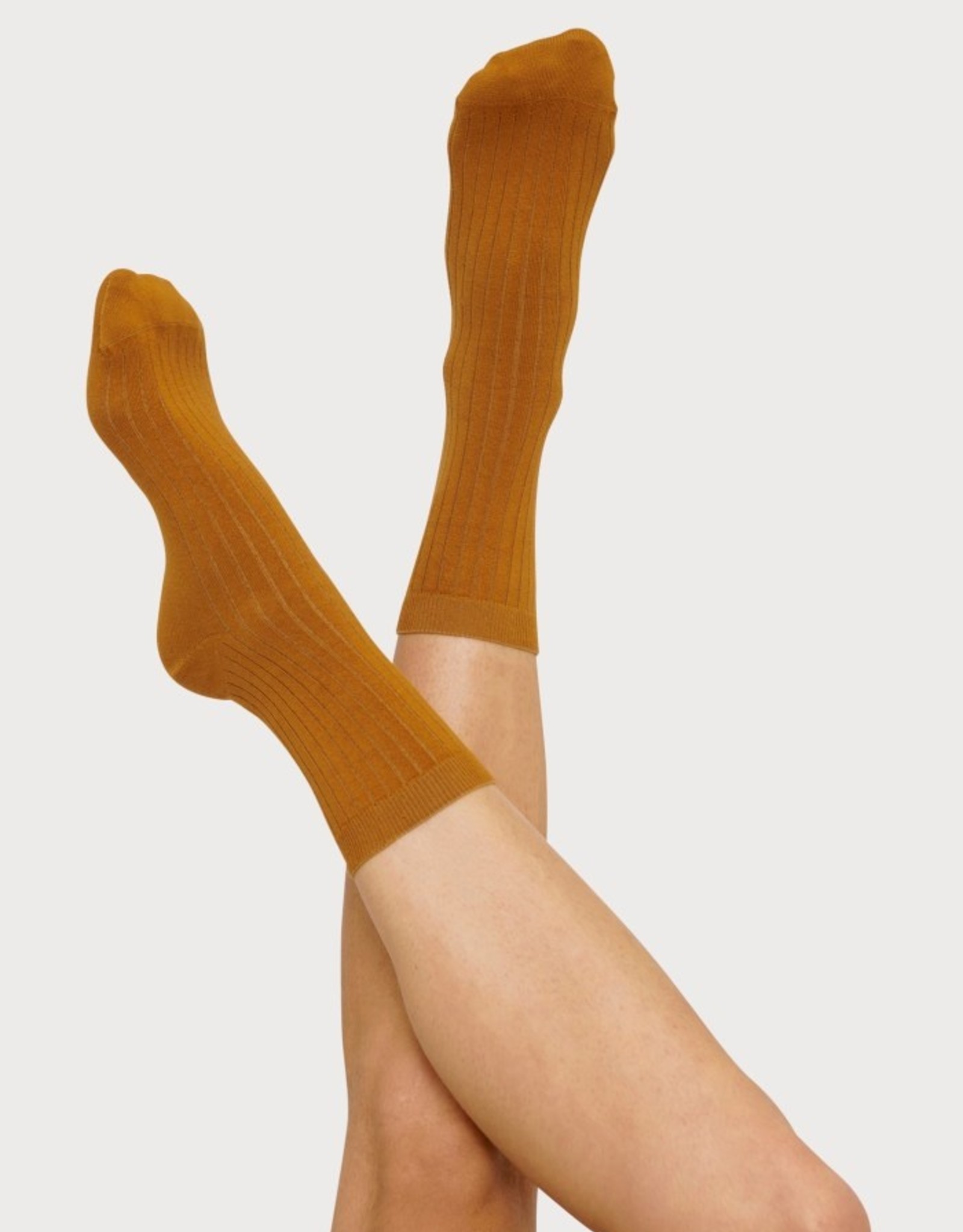 Organic Basics set/2 socks rib ochre - cotton