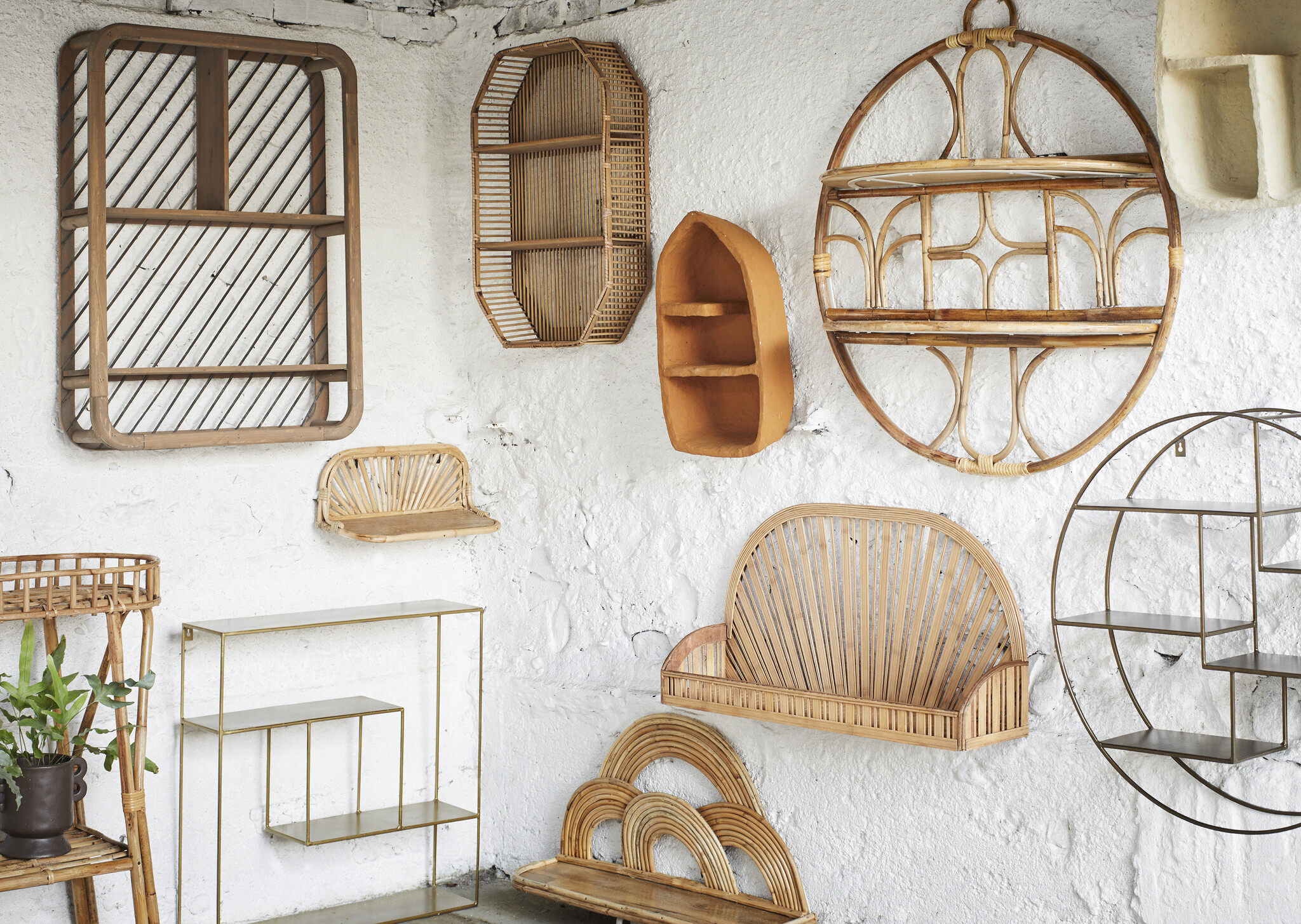 Madam Stoltz Plant rack 'Verbena' - rattan