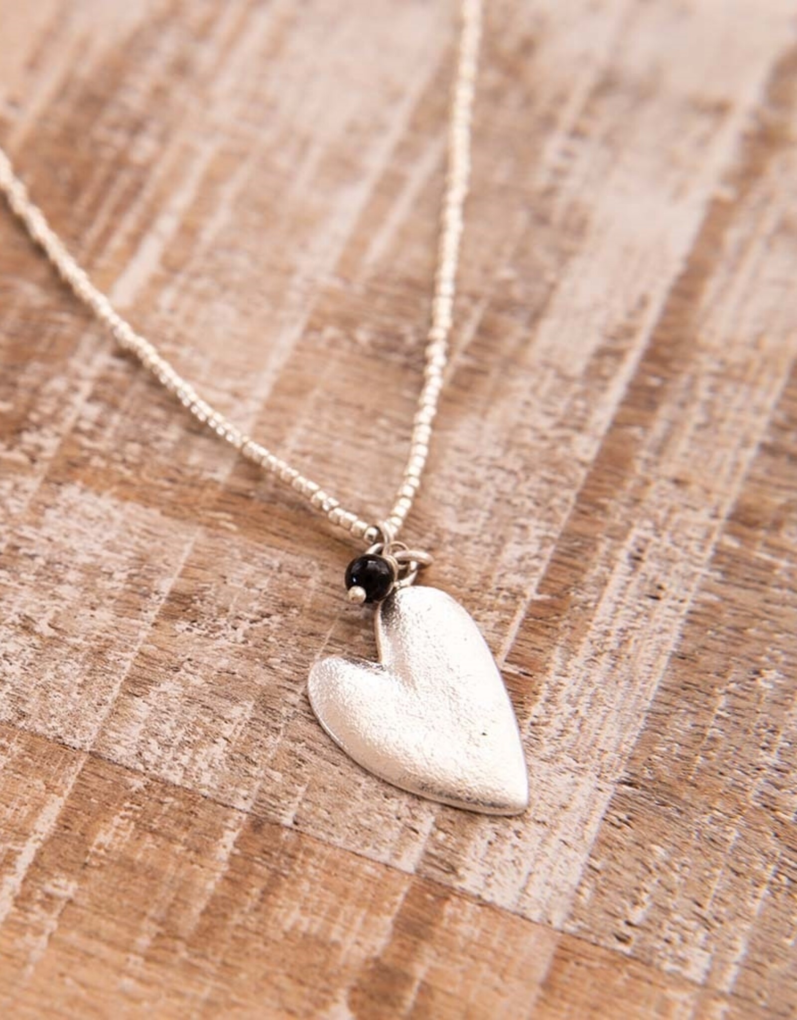 A Beautiful Story ketting 'Paradise' hart - onyx zilver