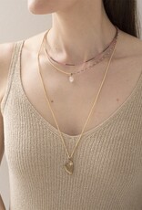 A Beautiful Story Paradise Rose Quartz Gold Colored Necklace