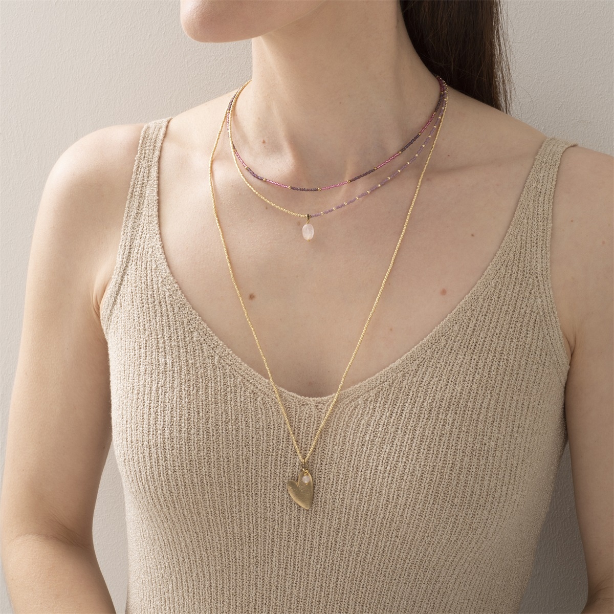 A Beautiful Story ketting 'Paradise' hart - rozenkwarts