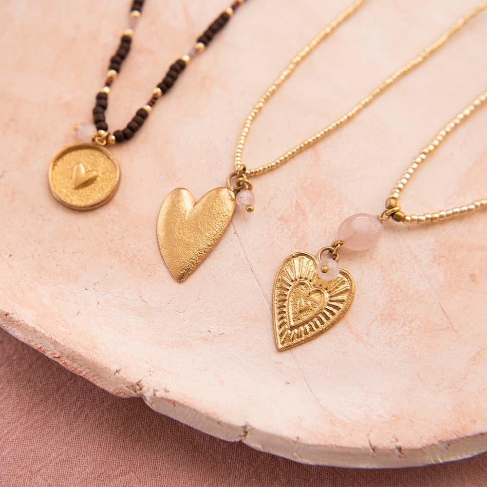 A Beautiful Story ketting 'Paradise' hart - rozenkwarts