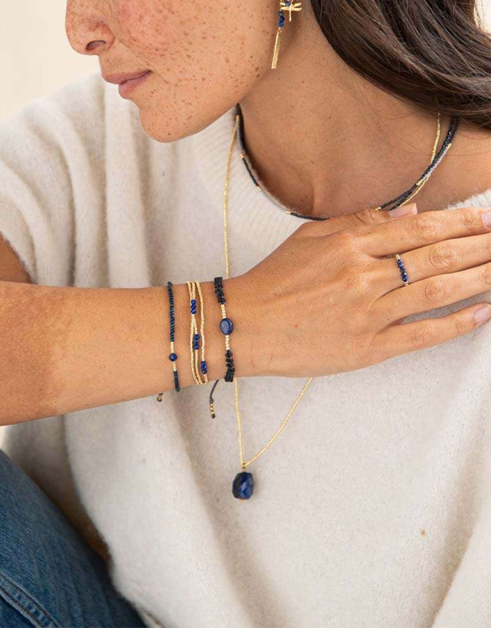 A Beautiful Story bracelet 'Emotion' gold - lapis lazuli