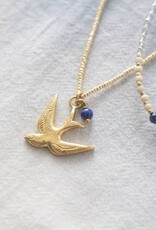 A Beautiful Story necklace 'Paradise' swallow - lapis lazuli gold