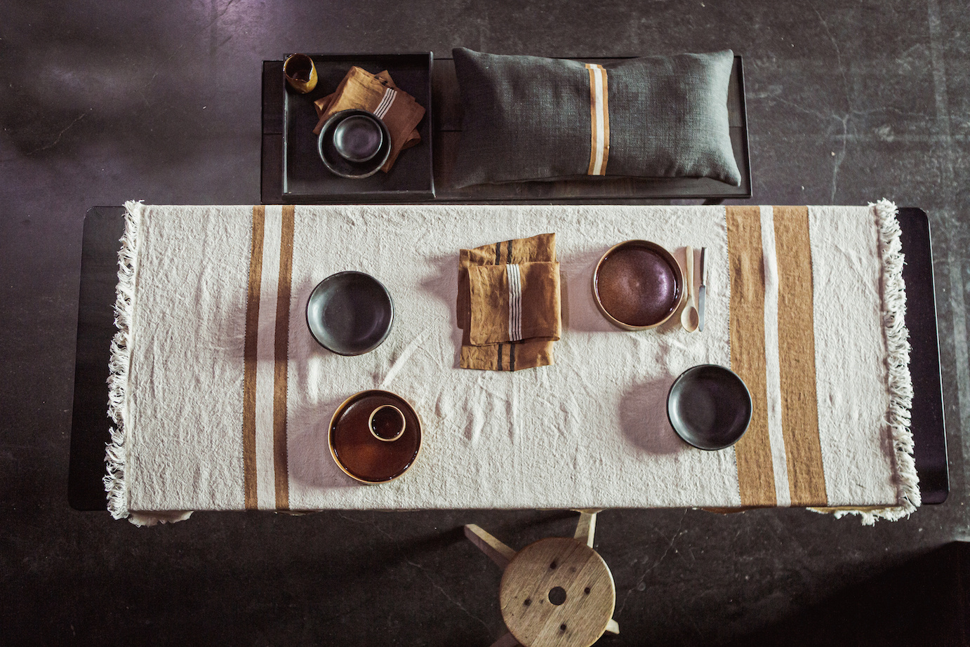 Libeco plaid / tafelkleed 'railway' linnen - 140 x230cm