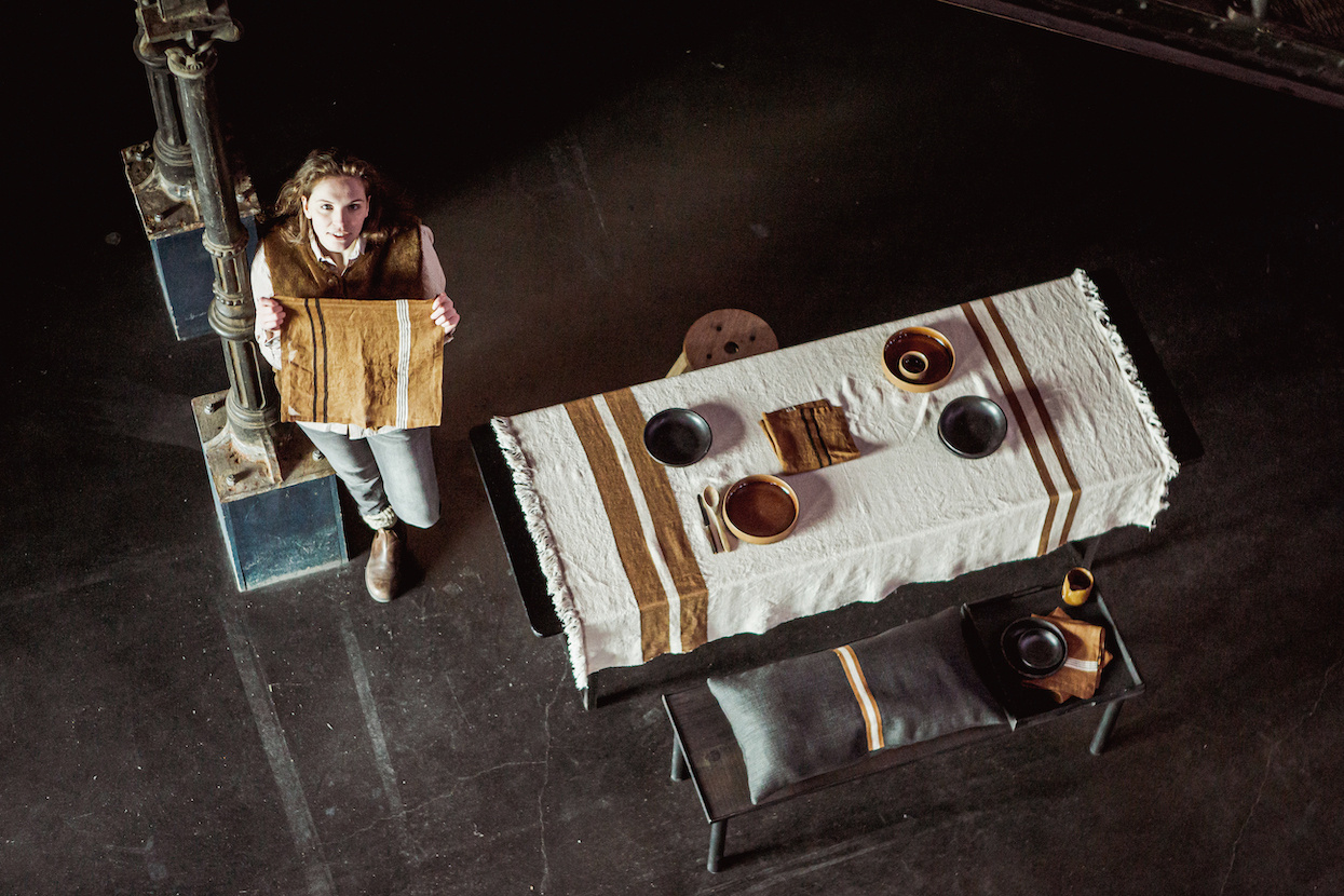 Libeco plaid / tafelkleed 'railway' linnen - 140 x230cm