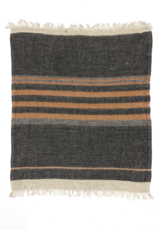 Libeco plaid / tafelkleed 'Fouta' linnen  - black stripe