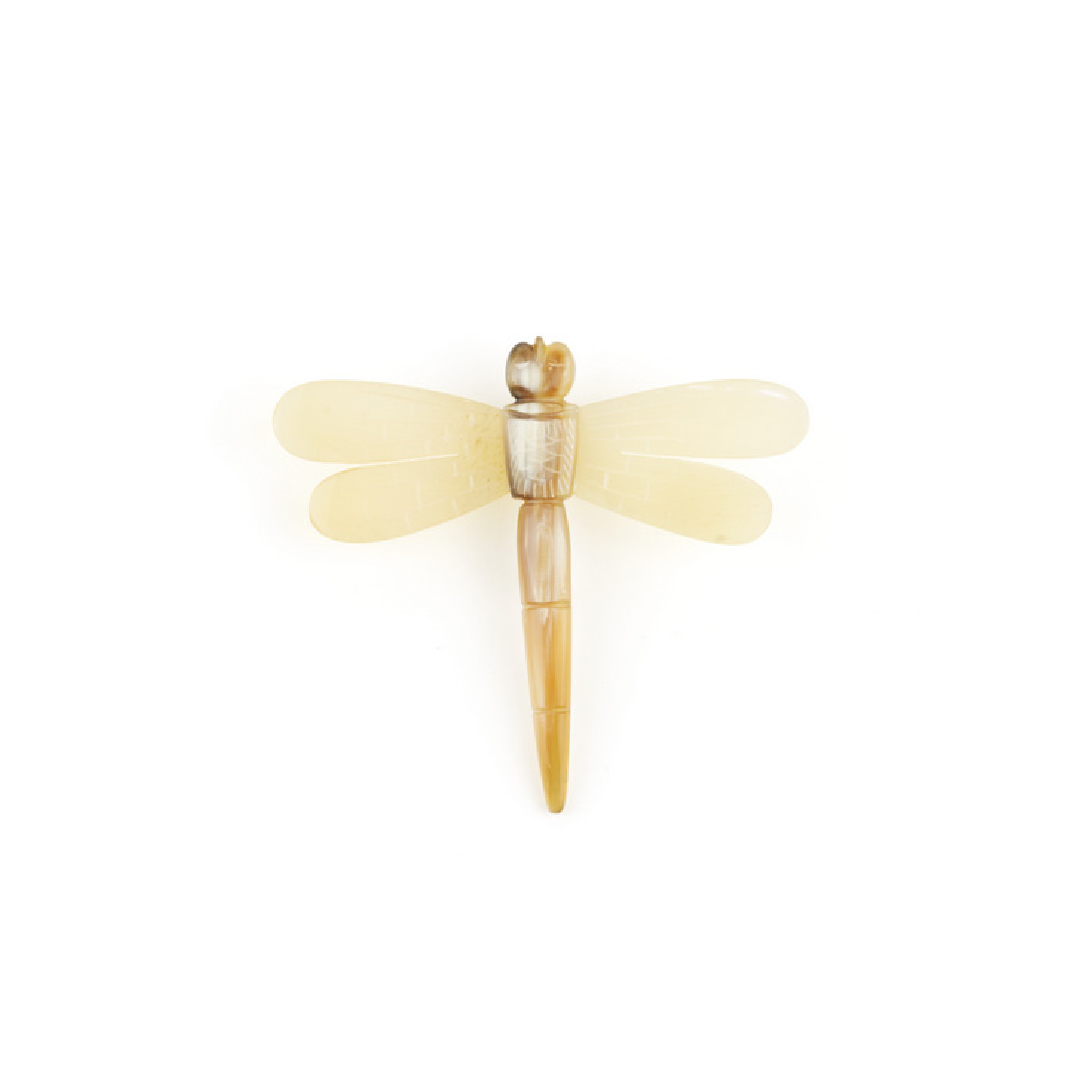 L'Indochineur brooch 'Dragonfly' - light horn