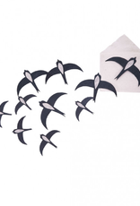 Mushkane decor 'Swallows' lokta paper - black